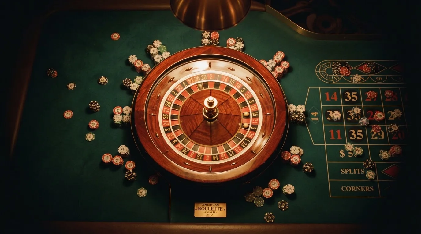 Kotač ruleta i žetoni na zelenom suknu pod toplim večernjim svjetlom — casino s apple pay u hrvatskoj